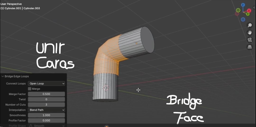 Unir caras en Blender o Bridge Faces